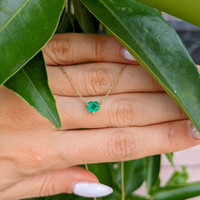 0.55 Ct. Emerald Solitaire Necklace, 14K Yellow Gold Life Style