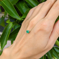 0.55 Ct. Emerald Solitaire Necklace, 14K Yellow Gold Life Style