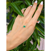 0.55 Ct. Emerald Solitaire Necklace, 14K Yellow Gold Life Style