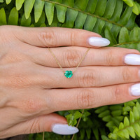 0.55 Ct. Emerald Solitaire Necklace, 14K Yellow Gold Life Style