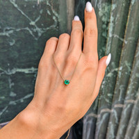 0.55 Ct. Emerald Solitaire Necklace, 14K Yellow Gold Life Style