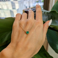 0.55 Ct. Emerald Solitaire Necklace, 14K Yellow Gold Life Style