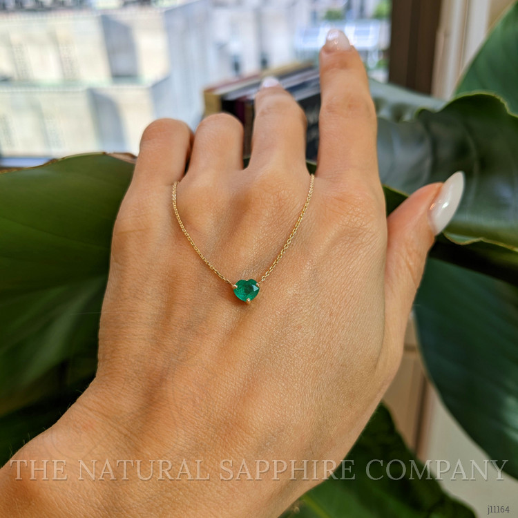 0.55 Ct. Emerald Solitaire Necklace, 14K Yellow Gold