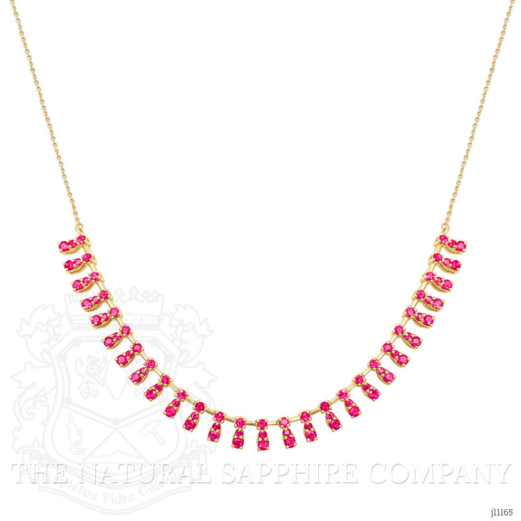 1.80 Ct. Ruby Ruby Accent Stones Necklace, 14K Yellow Gold