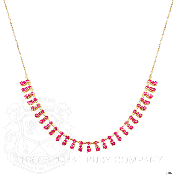 1.80 Ct. Ruby Ruby Accent Stones Necklace, 14K Yellow Gold