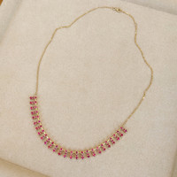 1.80 Ct. Ruby Ruby Accent Stones Necklace, 14K Yellow Gold Image