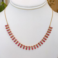 1.80 Ct. Ruby Ruby Accent Stones Necklace, 14K Yellow Gold Image
