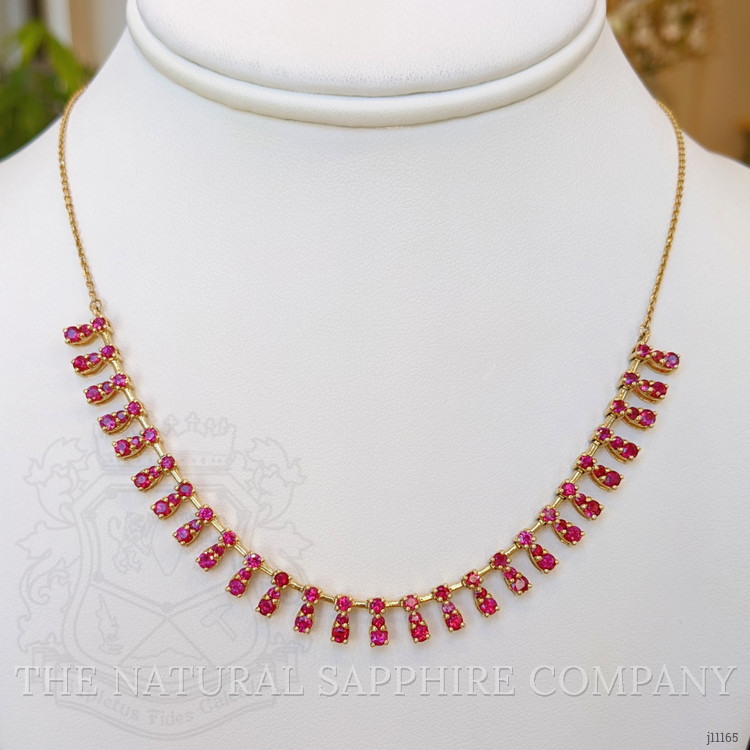 1.80 Ct. Ruby Ruby Accent Stones Necklace, 14K Yellow Gold