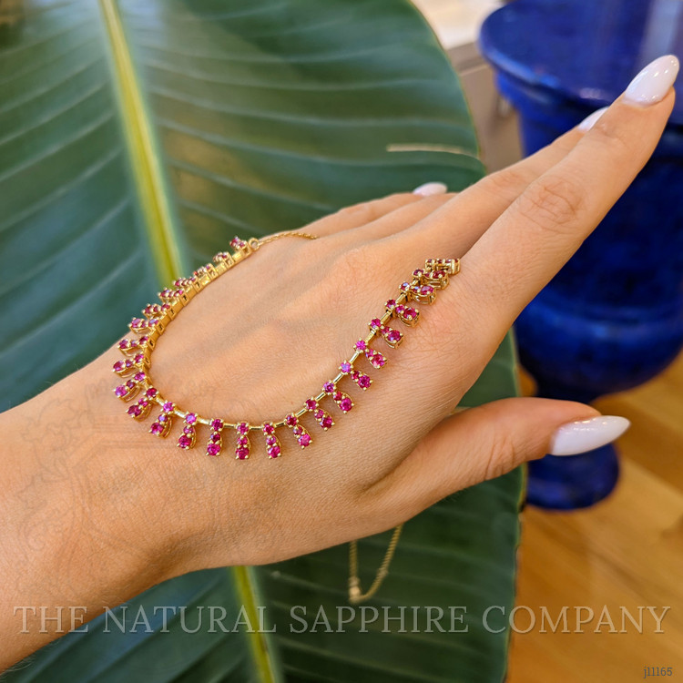 1.80 Ct. Ruby Ruby Accent Stones Necklace, 14K Yellow Gold