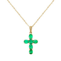 0.99 Ct. Emerald Religious Pendant, 14K Yellow Gold Image
