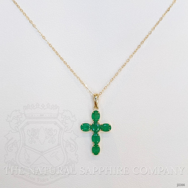 0.99 Ct. Emerald Religious Pendant, 14K Yellow Gold