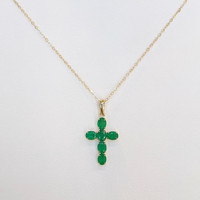 0.99 Ct. Emerald Religious Pendant, 14K Yellow Gold Image