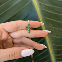 0.99 Ct. Emerald Religious Pendant, 14K Yellow Gold Life Style