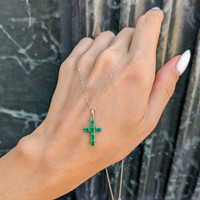 0.99 Ct. Emerald Religious Pendant, 14K Yellow Gold Life Style