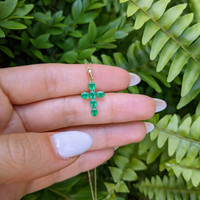 0.99 Ct. Emerald Religious Pendant, 14K Yellow Gold Life Style