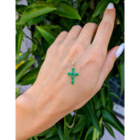 0.99 Ct. Emerald Religious Pendant, 14K Yellow Gold Life Style