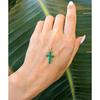 0.99 Ct. Emerald Religious Pendant, 14K Yellow Gold Life Style
