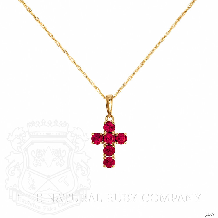 0.48 Ct. Ruby Religious Pendant, 14K Yellow Gold