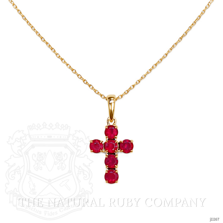 0.48 Ct. Ruby Religious Pendant, 14K Yellow Gold