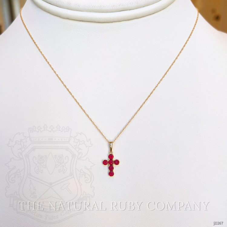 0.48 Ct. Ruby Religious Pendant, 14K Yellow Gold