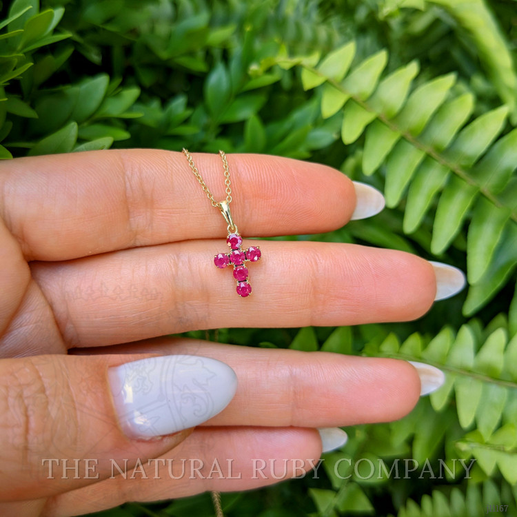 0.48 Ct. Ruby Religious Pendant, 14K Yellow Gold