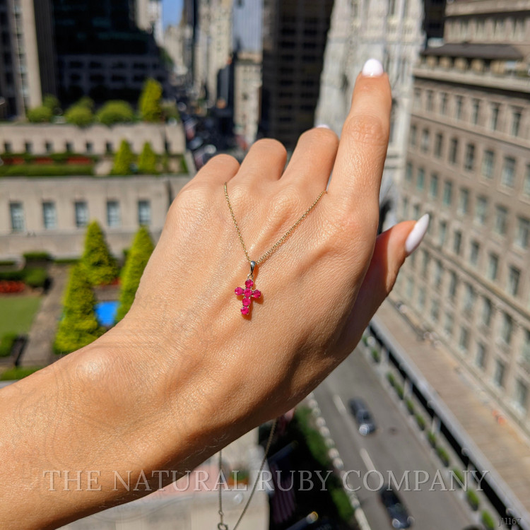 0.48 Ct. Ruby Religious Pendant, 14K Yellow Gold
