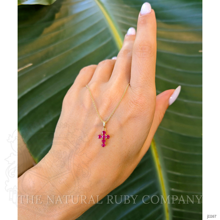 0.48 Ct. Ruby Religious Pendant, 14K Yellow Gold