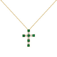 0.72 Ct. Emerald 14K Yellow Gold necklace