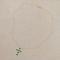 0.72 Ct. Emerald and Natural Diamond Religious Necklace, 14K Yellow Gold Image
