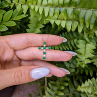 0.72 Ct. Emerald Natural Diamond Religious Necklace, 14K Yellow Gold Life Style