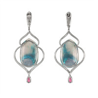 24.85 Ct.Tw. Tourmaline Natural Diamond Halo Earrings, 18K White Gold Image