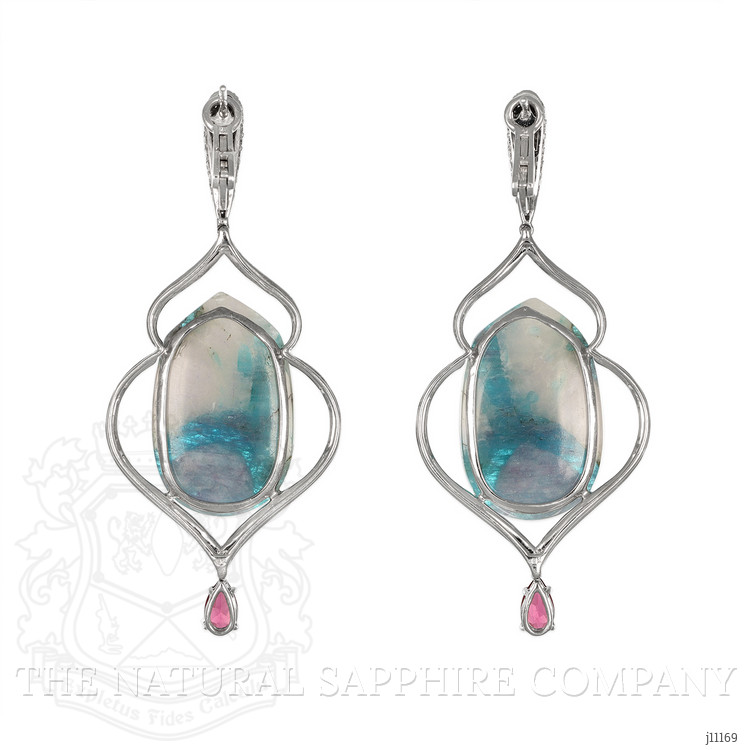 24.85 Ct.Tw. Tourmaline Natural Diamond Halo Earrings, 18K White Gold