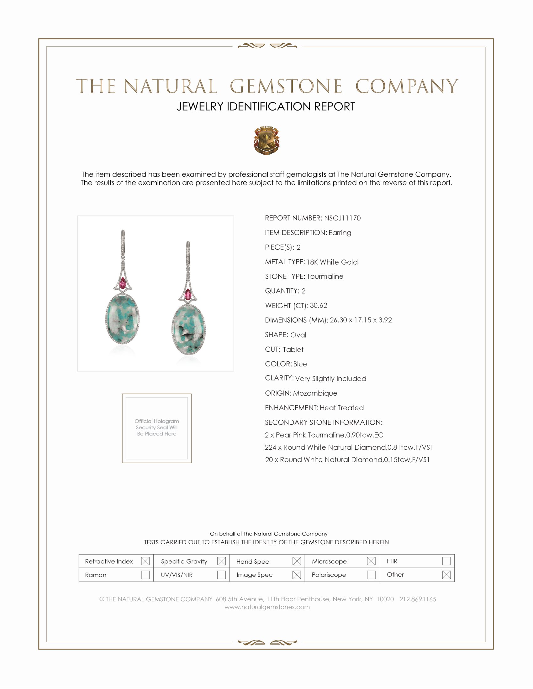 30.62 Ct.Tw. Tourmaline Tourmaline Pave Earrings, 18K White Gold