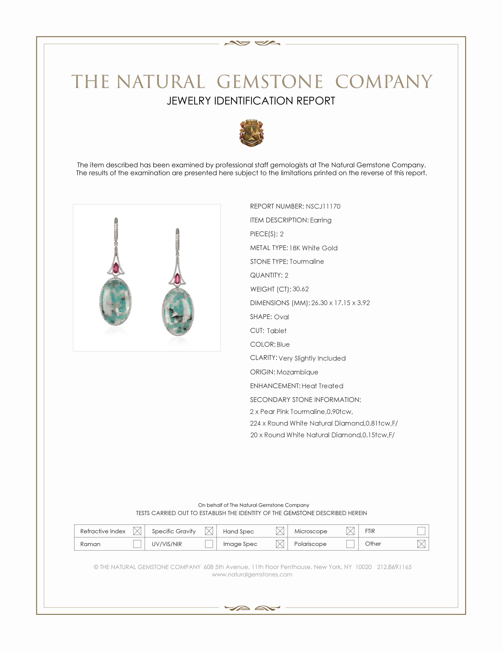 30.62 Ct.Tw. Mixed Tourmaline and Natural Diamond Pave Earrings, 18K White Gold