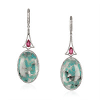 30.62 Ct.Tw.Total Carat Weight Tourmaline Tourmaline Pave Earrings, 18K White Gold Video
