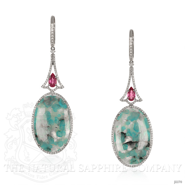 30.62 Ct.Tw. Tourmaline Tourmaline Pave Earrings, 18K White Gold