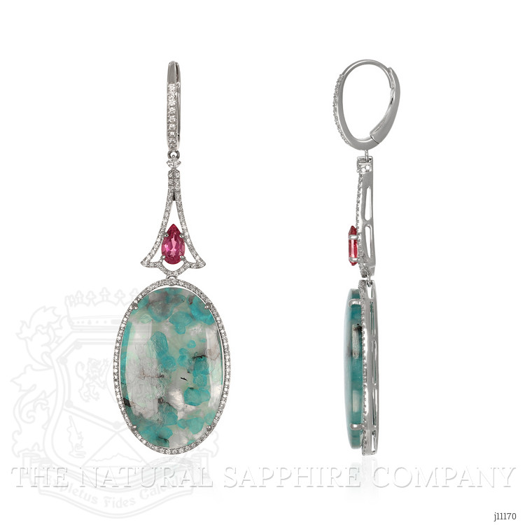 30.62 Ct.Tw. Tourmaline Tourmaline Pave Earrings, 18K White Gold