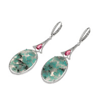 30.62 Ct.Tw. Tourmaline Tourmaline Pave Earrings, 18K White Gold Image