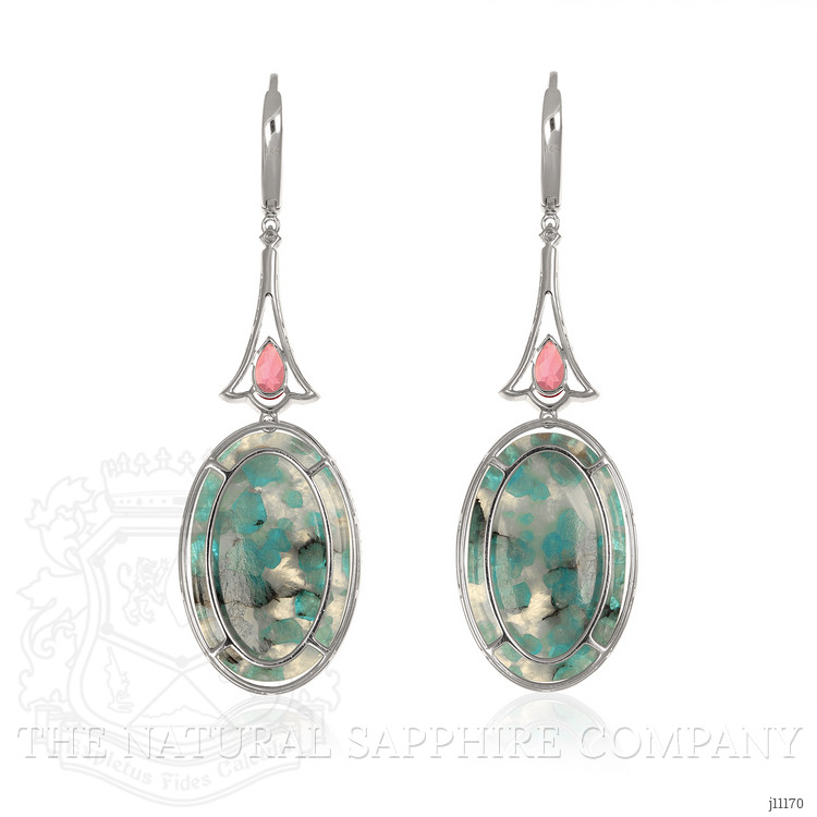 30.62 Ct.Tw. Tourmaline Tourmaline Pave Earrings, 18K White Gold