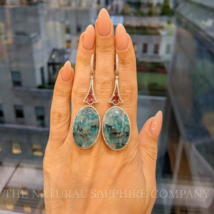 30.62 Ct.Tw. Tourmaline Tourmaline Pave Earrings, 18K White Gold