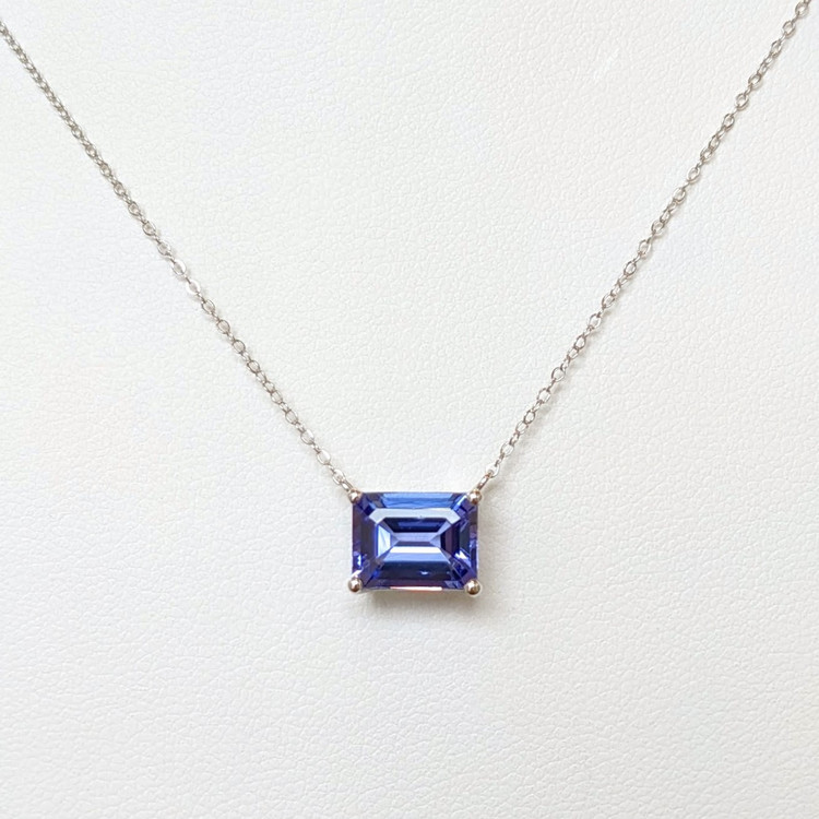 2.53 Ct. Tanzanite Solitaire Necklace, 14K White Gold