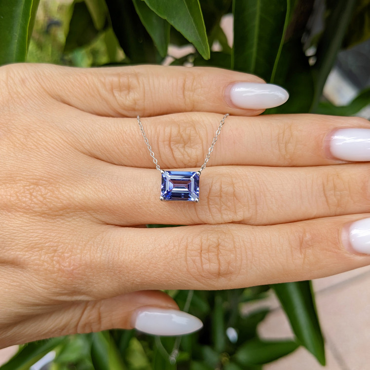 2.53 Ct. Tanzanite Solitaire Necklace, 14K White Gold