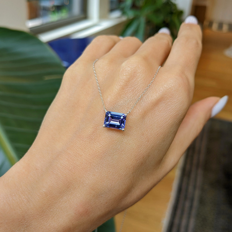 2.53 Ct. Tanzanite Solitaire Necklace, 14K White Gold