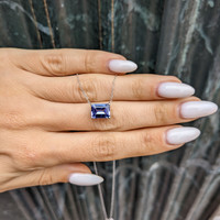 2.53 Ct. Tanzanite Solitaire Necklace, 14K White Gold Life Style