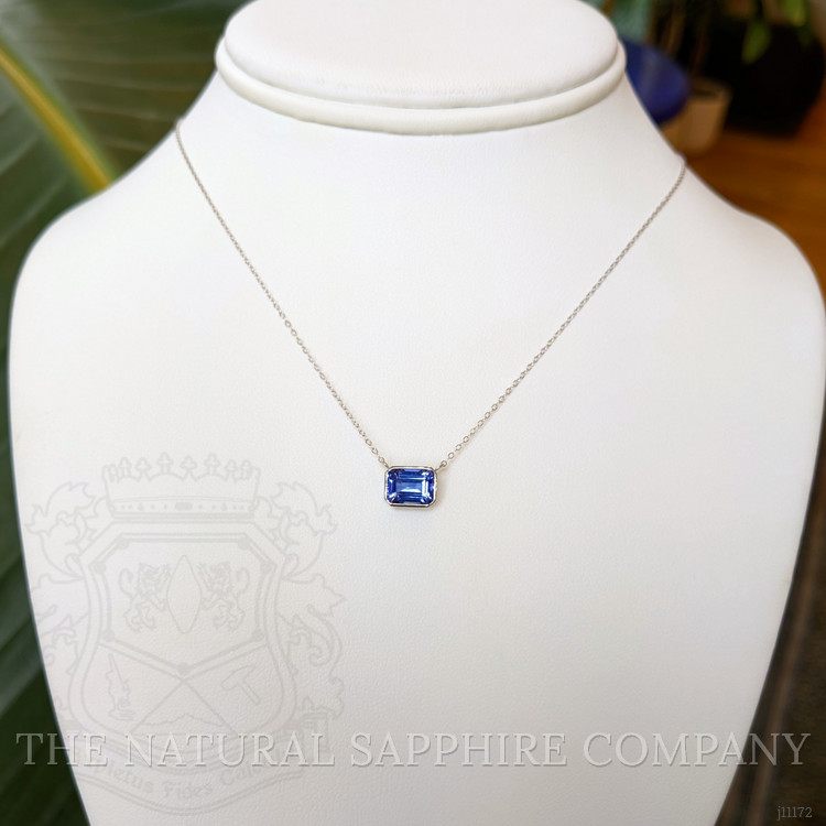 1.80 Ct. Tanzanite Bezel Necklace, 14K White Gold