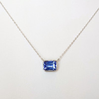 1.80 Ct. Tanzanite Bezel Necklace, 14K White Gold Image
