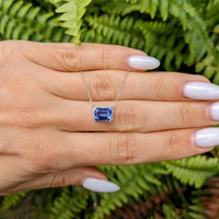 1.80 Ct. Tanzanite Bezel Necklace, 14K White Gold Life Style