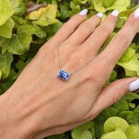 1.80 Ct. Tanzanite Bezel Necklace, 14K White Gold Life Style