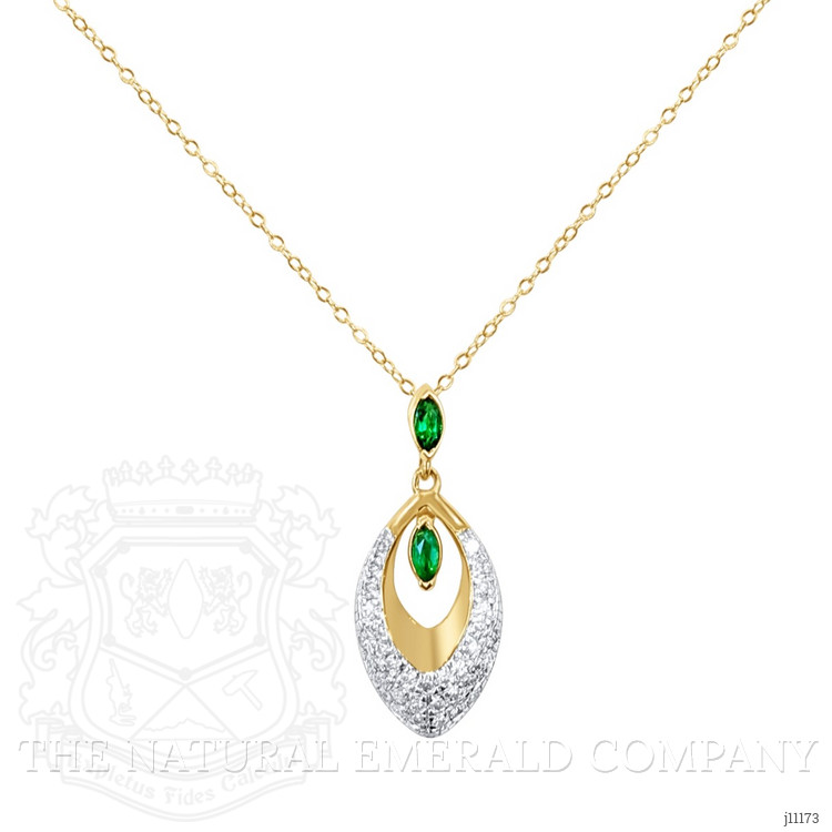 0.13 Ct. Emerald Natural Diamond Pave Pendant, 14K Yellow Gold