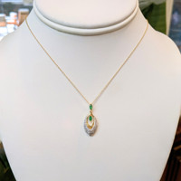 0.13 Ct. Emerald and Natural Diamond Pave Pendant, 14K Yellow Gold Image